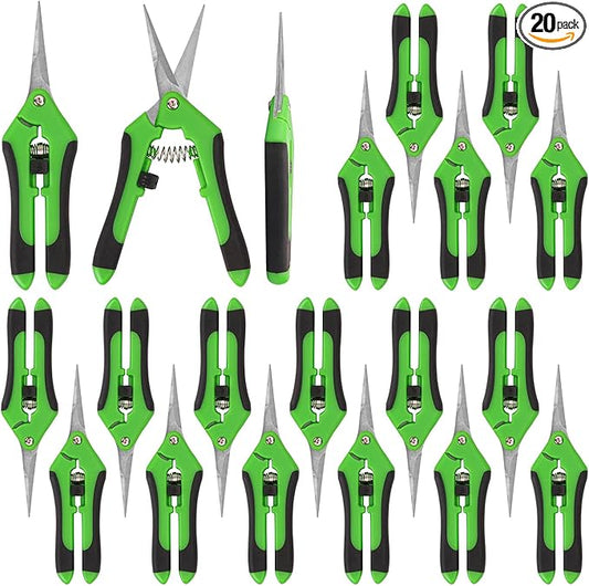 20 Pack 6.5 Inch Garden Pruning Scissors, Hand Pruner with Stainless Steel Blades, Sharp Point Gardening Shears Cutter, Gardening Pruning Shear, Supplies & Accessories(Green)