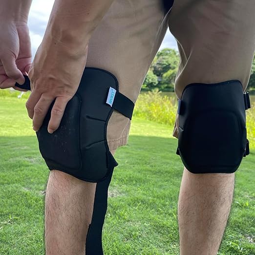Work Knee Pads Made of Synthetic Leather and Durable Rubber | Suitable for Mechanical Repairs and Yard Work|With Adjustable Straps Medium Firmness