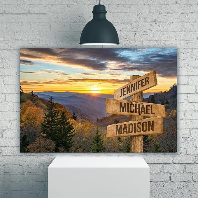 Personalized Family Street Sign Multi-Name Canvas, Custom Date Of Birth With Names Poster, Street Signs Customized, Best Gifts For Mom/Dad, Birthday, Christmas Gift For Family #6