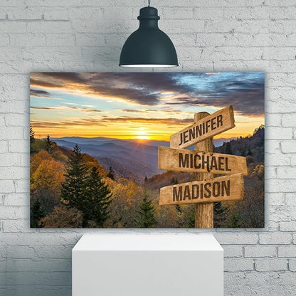 Personalized Family Street Sign Multi-Name Canvas, Custom Date Of Birth With Names Poster, Street Signs Customized, Best Gifts For Mom/Dad, Birthday, Christmas Gift For Family #6