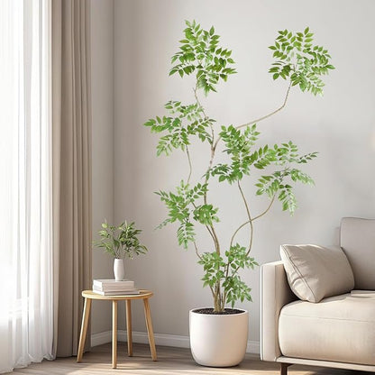 Artificial Sumac Tree,6ft（1pack） Tall Fake Plants Artificial Mahonia fortunei Plants for Indoor, Fake Trees for Office Home Living Room Floor Patio Greening Porch Decor