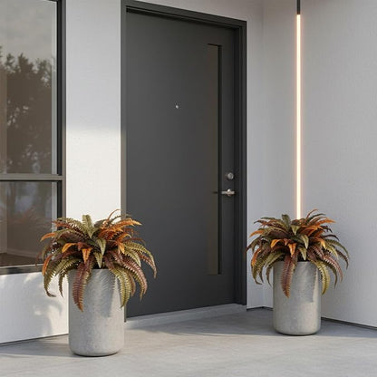 KOL 2-Pack 45in Artificial Boston Ferns, Autumn Faux Fern Bushes with Bendable Stems for Hanging or Floor Display, Living Room Wedding Indoor Outdoor Decor