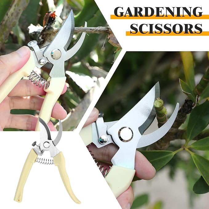 20Pcs Pruning Shears for Gardening, Beige Garden Clippers Handheld Heavy Duty Plant Scissors Bypass Pruning Shears for Gardening Yard Hedge Flowers Tree Trimming Plant Cutter