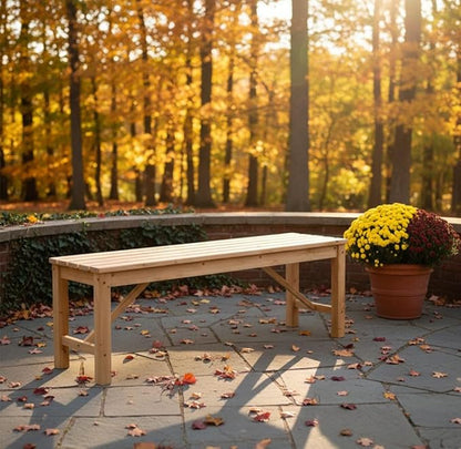 Outdoor Wood Bench Indoor Backless Porch Rustic Square Fir Log Solid Wood Fire Pit Bench for Patio Garden Deck and Backyard, 55" W×15.7" D×17.7" H, Natural