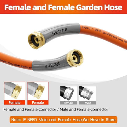 SPECILITE Garden Water Hose 20 ft x 5/8 in with Female to Female Connector, Small Leader Hose for Hose Reel, Heavy Duty, Flexible & Lightweight, Water Pipe, Outdoor Water Hose Extension Adapter