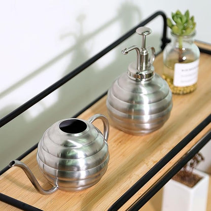 Plant Watering Bottle, 400ml/14oz, Retro Style Watering Can, Matte, Frosted (Silver)