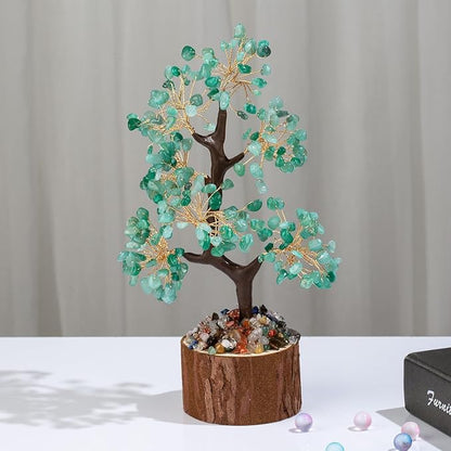 DUQGUHO Green Aventurine Crystal Tree of Life for Positive Energy Healing - Office Decor, Meditation, Good Luck Gifts for Women & Mom