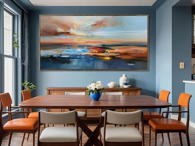 Brushart Abstract Wall Art Large Landscape Canvas Wall Art Pictures Paintings Wall Decor Living Room Textured Artwork for Dining Room Walls Bedroom Home Office, Framed 58"x29"