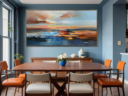 Brushart Abstract Wall Art Large Landscape Canvas Wall Art Pictures Paintings Wall Decor Living Room Textured Artwork for Dining Room Walls Bedroom Home Office, Framed 58"x29"