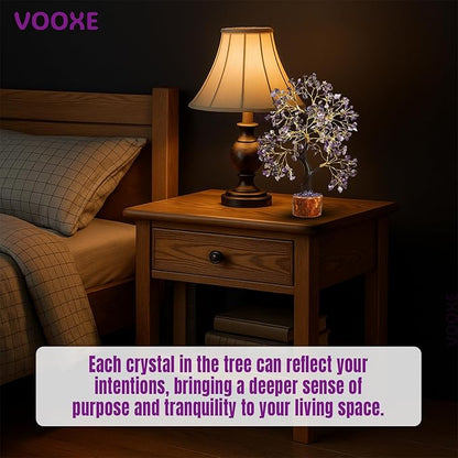 Wisdom Stone Crystal Tree Handmade Healing Gemstone for Home, Office, & Desk Decor Sister Women MOM Birthday Gifts Positive Energy & Good Luck (Wisdom Stone Tree (Amethyst) (Purple)