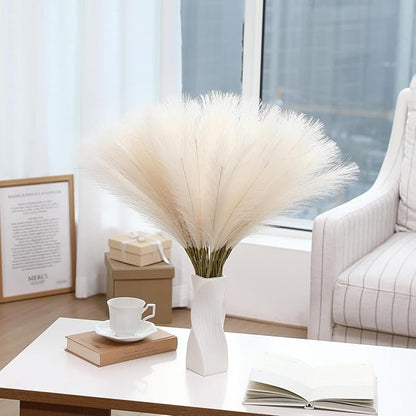 Faux Beige Pampas Grass - 30pcs 24 Inch Boho Home Decor, Artificial pompas Floral, Small Fake Pompous Grass for Table Centerpieces, Wedding and Baby Shower Decorations (Beige, 30 Pieces)