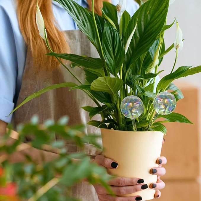 4 Pcs Plant Watering Globes,Rainbow Gradient Glass Watering Devices,Self Watering Planter Insert Plant Accessories for Indoor,Outdoor,Flowerpot,Hanging Plants,Home Garden,8.7" L×2.8" D