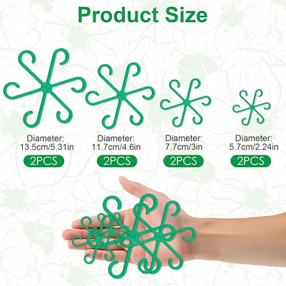 8 Pack Adjustable Indoor Plant Support Stakes, Reusable Plastic Stem Holders & Trellis for Monstera, Pothos, Vines Vertical Growth Air Circulation Stable Stem Support (Green)