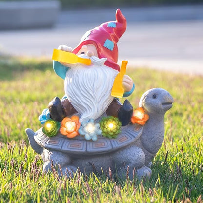 DKJOCKY Solar Turtle Gifts Garden Decor Garden Gnomes for Yard, Gnomes with Solar Lights Garden Decor, Christmas Friendships Birthday Gifts for Women, Mom Unique