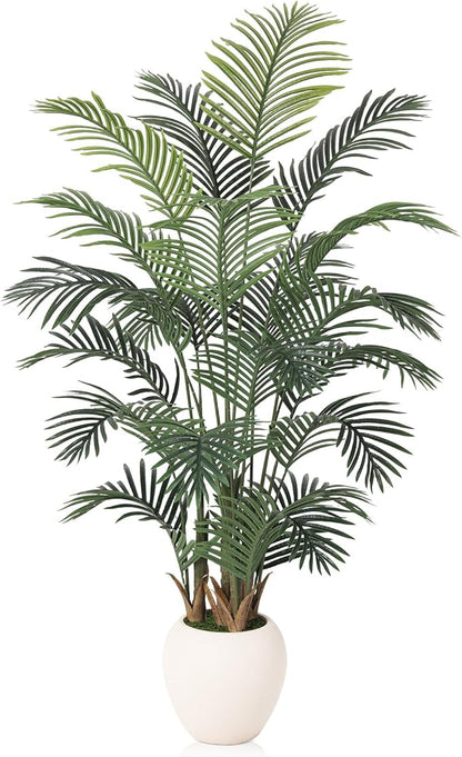 Artificial Palm Tree Plant - 6FT Tall Fake Tree with Realistic Look & UV Protection - Large Indoor Outdoor Faux Floor Plant for Home Office Decor