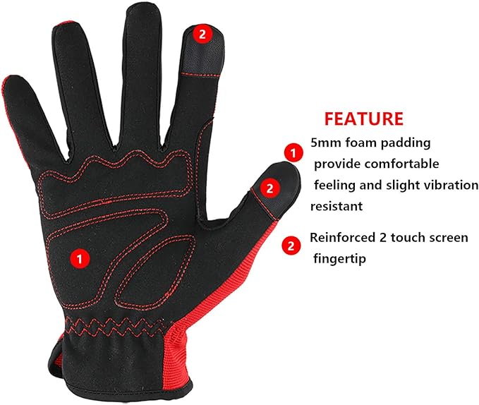 High Performance Work Gloves For Men(3 Pairs Pack), High Dexterity Touch Screen For Multipurpose,Excellent Grip (Small)