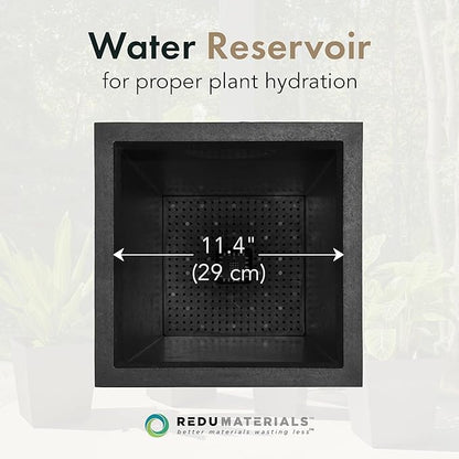 Tierra Verde Indoor & Outdoor Self-Watering Square Planter, Citadel Horizon, 13.5" x 26", Black - Planting Containers for Plants and Flowers - Gardening and Landscaping Accessories