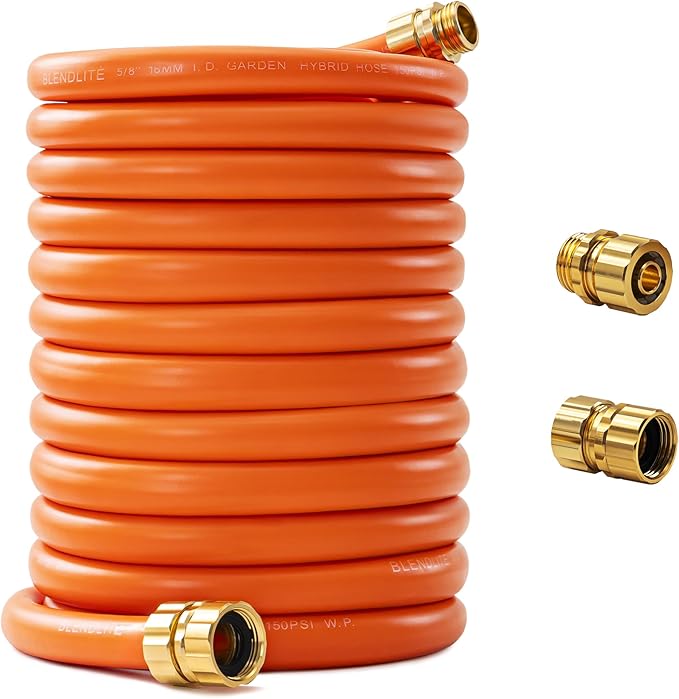 Garden Hose 200ft x 5/8", Custom Length, -40°F to 150°F, All-weather, NO Kink, Flexible, 600 Burst PSI, Leakproof Water Hose with Additional Customizable Solid GHT Fittings
