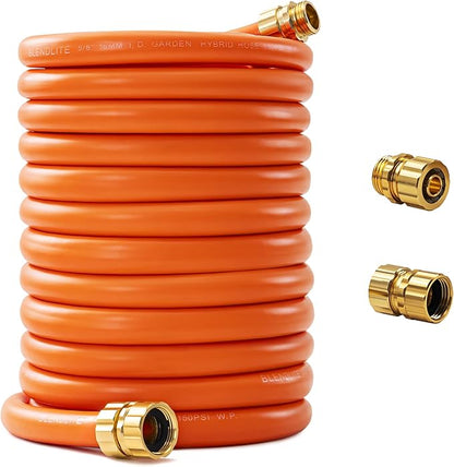 Garden Hose 200ft x 5/8", Custom Length, -40°F to 150°F, All-weather, NO Kink, Flexible, 600 Burst PSI, Leakproof Water Hose with Additional Customizable Solid GHT Fittings