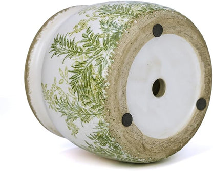 Ceramic Pot for Planter, Vintage Flower Pot with Drainage Holes, 6.29 inch Ice Crack Glazed Indoor Planters Pot (French Country)