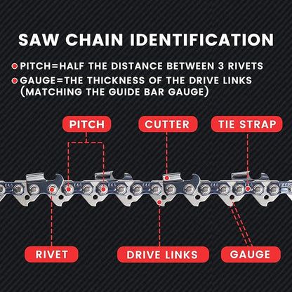 E & S 3 Pack 20 Inch Chainsaw Chain .325" Pitch .063" Gauge 81 Drive Links Semi-Chisel Chain Saw Chains for Husqvarna, Poulan, Craftsman, Greenworks and More Chainsaw Brands