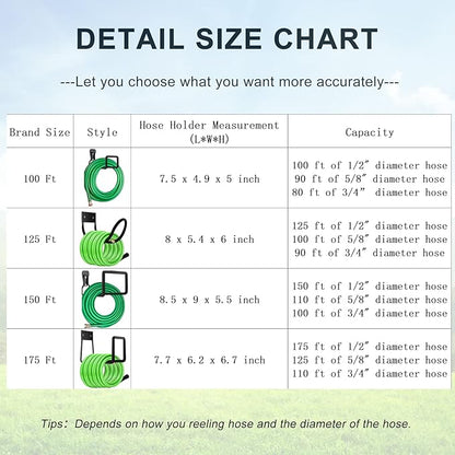 Hose Hanger, Heavy Duty Metal Hose Holder Wall Mount, Hook for Garden Hose/Expandable Hose/Hose Reel/Water Hose/Pocket Hose/Flexable Hose/Magic Hose (Hose Holder 175 Ft)
