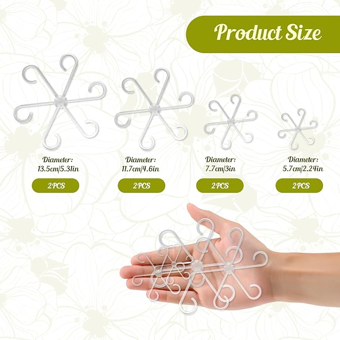 8 Pack Clear Indoor Plant Support Stakes, Reusable Plastic Plant Stem Holders & Trellis for Monstera Pothos Vines Vertical Growth Air Circulation Stable Stem Support