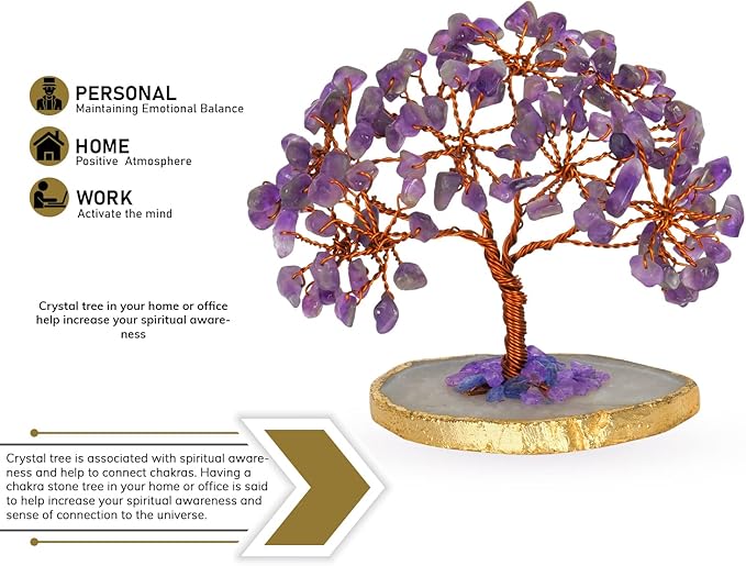NARIBABU Amethyst Crystal Tree - Artificial Bonsai Tree - Purple Stone - Housewarming Gifts for Women - Money Tree Plant - Crystal Decor - Feng Shui Crystals and Stones - Tree of Life Gifts
