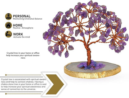 NARIBABU Amethyst Crystal Tree - Artificial Bonsai Tree - Purple Stone - Housewarming Gifts for Women - Money Tree Plant - Crystal Decor - Feng Shui Crystals and Stones - Tree of Life Gifts