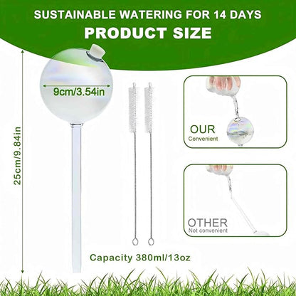 4 Pack Plant Watering Globes - 380ml Self-Watering Bulbs, Automatic Plant Waterer for Indoor & Outdoor Potted Plants, Vacation Plant Care Essential, Decorative Glass Design (380ml/13oz)