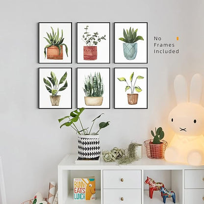 Plant Prints Wall Art Poster Boho Decor for Living Room, 11x14 Unframed Poster Canvas Prints Set of 6, Plant Posters Aesthetic Green Decor