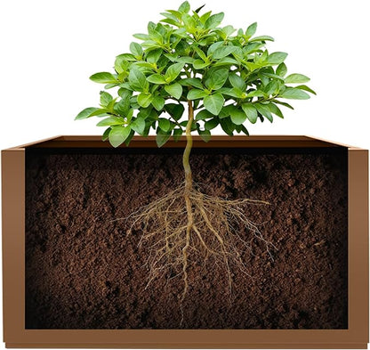 Metal Outdoor Planter Box, Rectangular Large Planters for Outdoor Plants with Drainage Holes for Patio, All-Weather Use, Rust-Resistance (38" L x 15" W x 16" H, Brown)