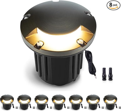 Gardenreet MR16 Well Light - Solid Brass Low Voltage Weatherproof Replaceable Bulb Inground Lighting, LED 12V Electric Fixture, Antique Bronze for Deck Patio Yard Without MR16 Bulb