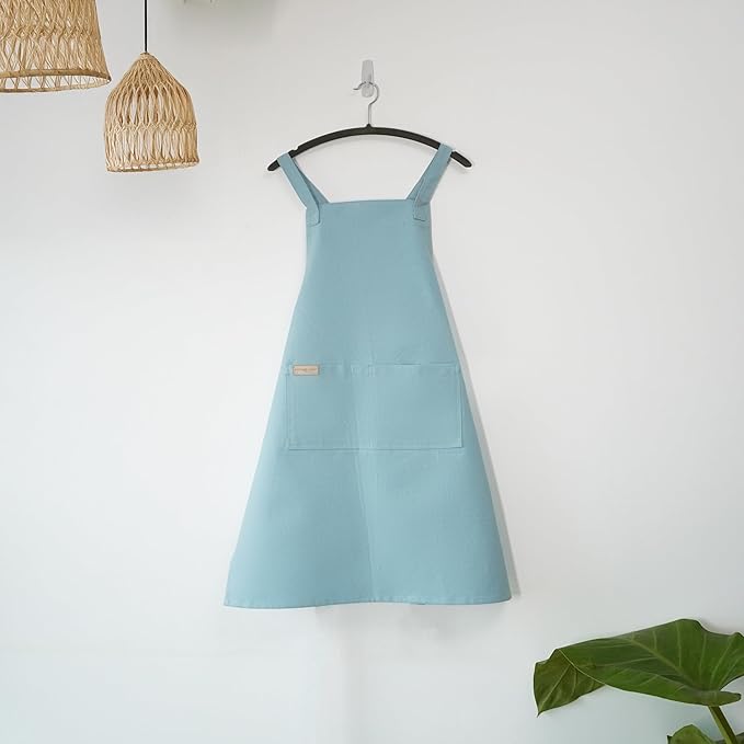 100% Cotton Kitchen Apron with 2 Pockets – Adjustable Chef Apron for Cooking Baking BBQ – Unisex Apron