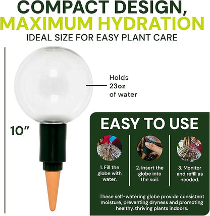 Blumat Clear Globe Single Pack - Automatic Watering Stake with a Beautiful Look for Indoor and Outdoor Plants