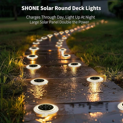 Solar Dock Lights, Crazy 48 LEDs Super Bright Disc Driveway Light, Outdoor Waterproof Flat Low Profile, Anti-Trip & Anti-Slip for Marine, Ground, Pool, Pier, Deck (Warm White, 2Pack)