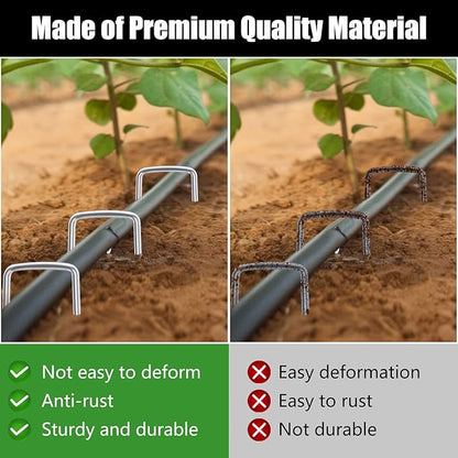 FEED GARDEN 6 Inch 200 Pack Galvanized Landscape Staples 11 Gauge Anti-Rust Garden Stakes Landscaping Fabric SOD Pins Yard Stakes for Christmas Decoration Weed Barrier Fabric