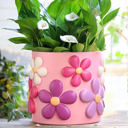 GUGUGO 8 Inch Flower Plant Pots, Cute Unique Rainbow Planter with Drainage, Flower pots, Colorful Vintage Retro Flower Pots, Succulent Pots for Indoor Plants, Eclectic Funny Room Decor Aesthetic-D