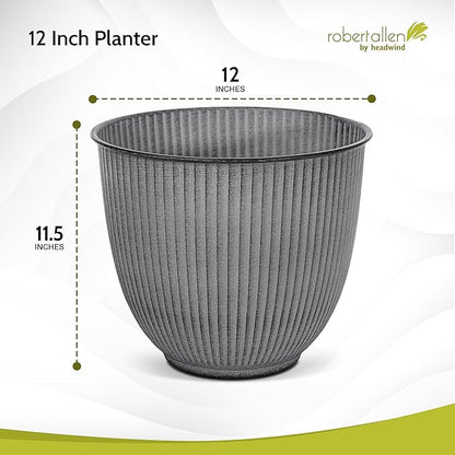 Headwind Robert Allen Natural Ironstone Decorative Planter, Archer Collection, Charcoal, 12-inch
