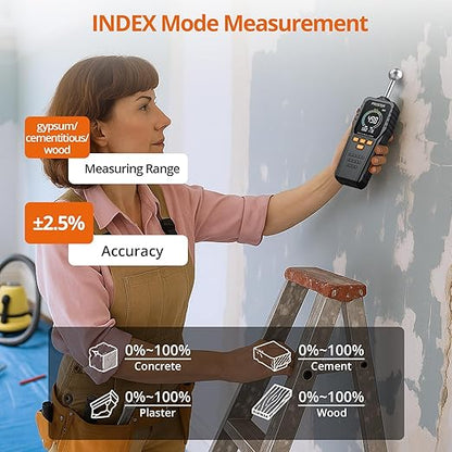 Proster Rechargeable Moisture Meter - Pinless Damp Meter for Walls with 2.4 inch Colour LCD Screen Sound Light Alarm Damp Detector Detects 5-40 mm Depth for Wood Building Cardboard Concrete