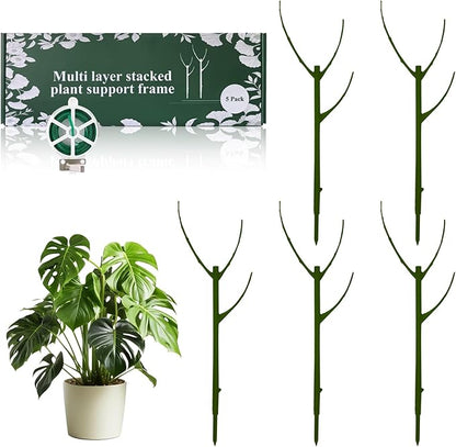 5 Pack Stackable Monstera Plant Support, 11 Inch Plant Support Stakes for Indoor & Outdoor Use, Plants Sticks for Vine Training & Stem Stabilization, Monstera, Pothos, Philodendron