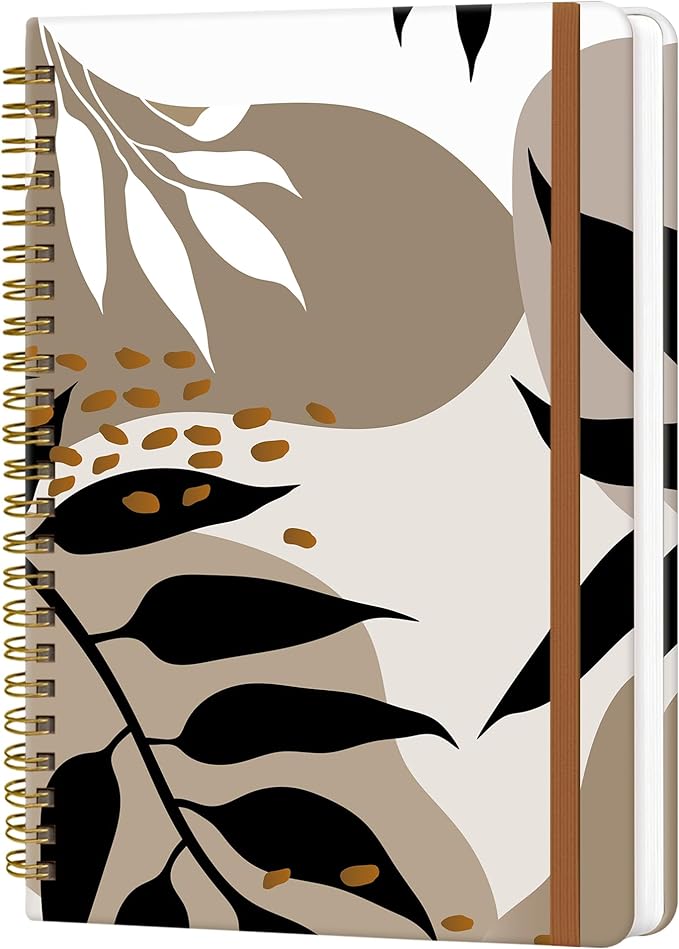 Spiral Journal Notebook for Women, Hardcover A5 College Ruled Notebook, 120 Pages, Thick Paper, Cute Lined Journal for School, Office & Work, 6 x 8.4 in(Tropical Leaves)