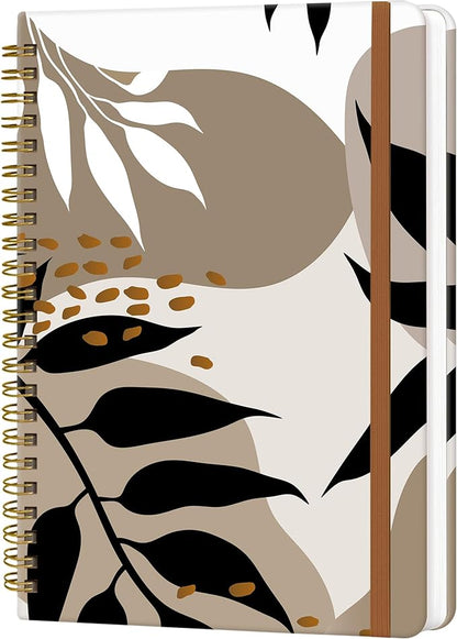 Spiral Journal Notebook for Women, Hardcover A5 College Ruled Notebook, 120 Pages, Thick Paper, Cute Lined Journal for School, Office & Work, 6 x 8.4 in(Tropical Leaves)