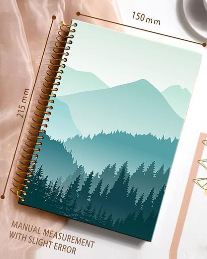 iampanda Spiral Journal Notebook,Strong Twin-Wire Binding with Premium Paper for Girl Women,60 Sheets A5 College Ruled Notebook/Journal,Perfect for School Office Home Gifts,Beautiful Green Mountain