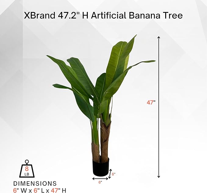 XBrand 47.2-Inches Artificial Banana Tree in Pot for Indoor Outdoor Home Office Store, Great Housewarming Gift