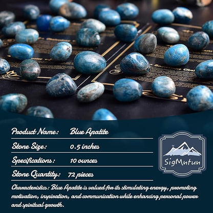 Polished Blue Apatite Crystals - 10 oz, 0.5" Handpicked Natural Tumbled Gemstones Rocks, Pebbles for Reiki, Chakra, Healing Home Decor