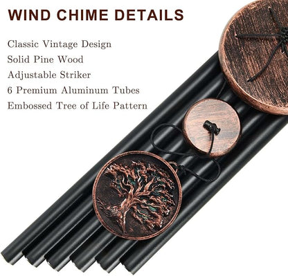 Wind Chimes for Outside, Vintage Tree of Life Deep Tone Wind Chime Outdoor Clearance, Memorial/Festivals/Birthday Gift for Mom Dad Women Grandma, Garden Porch Patio Decor (34" Tree of Life)