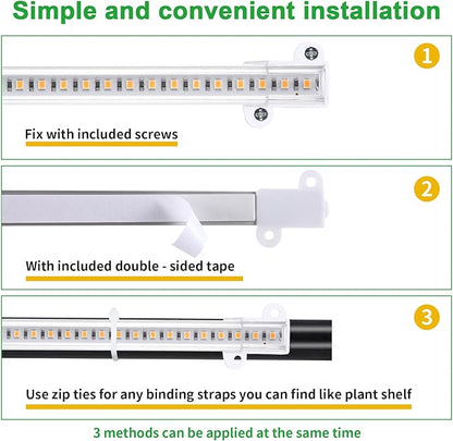 Four Head 8.6 Inches LED Grow Light Strips, Grow Lights for Indoor Plants Full Spectrum 3000K, 104 LEDs Plant Light with 10 Dimmable Levels, 3/9/12H Timer for Seedling Succulent and Plant Shelf