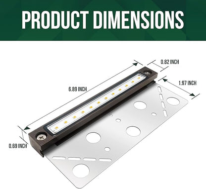 GKOLED 6.8 Inches LED Hardscape Lights, Low Voltage Retaining Wall Light Waterproof, 12V AC/DC Landscape Lighting, 1.5W 2700K, Classic Step Lights Outdoor, Die-cast Aluminum Housing