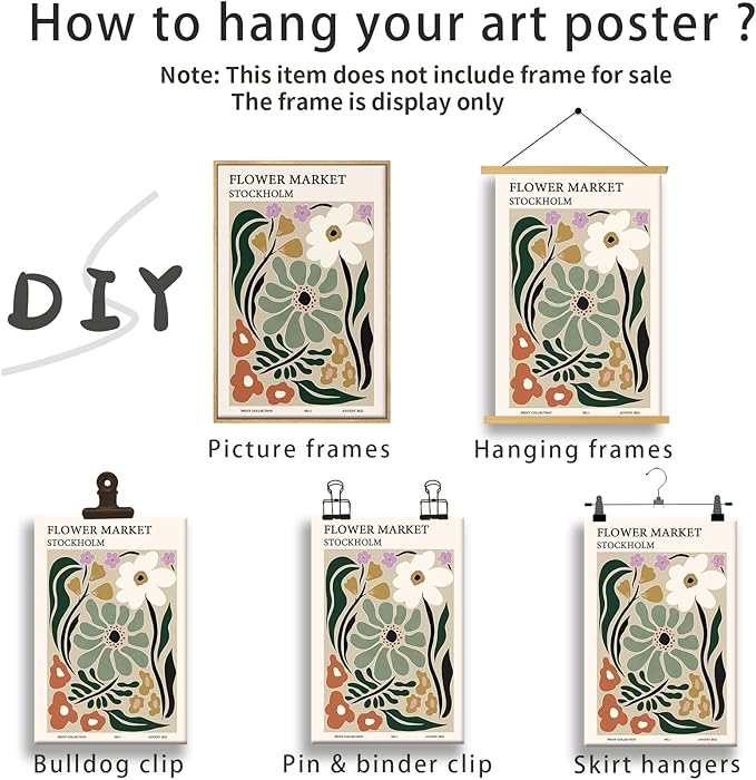 Zzuyi Flower Market Poster,Botanical Prints,Green Flower Prints Anthropologie art for Bathroom,Aesthetic Decor-16x24